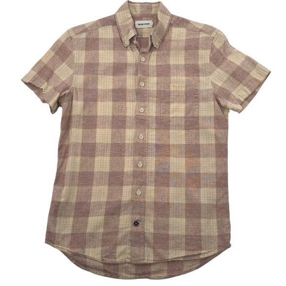 Taylor Stitch Other - Taylor Stitch Mens Short Sleeve Jack Button Down Sz 36 Red Cream Check Plaid ORG